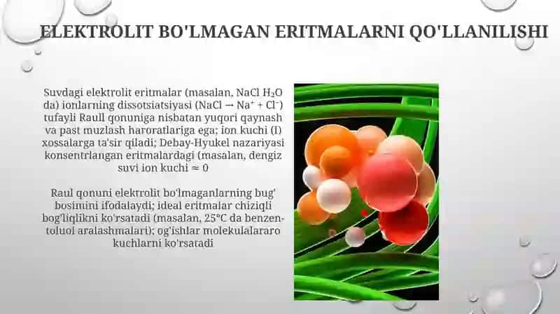 Noelektrolit va elektrolit eritmalar xossalari 3