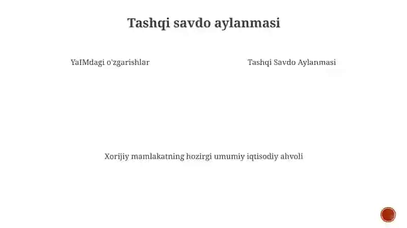 Xorijiy mamlakatning hozirgi umumiy iqtisodiy ahvoli 3
