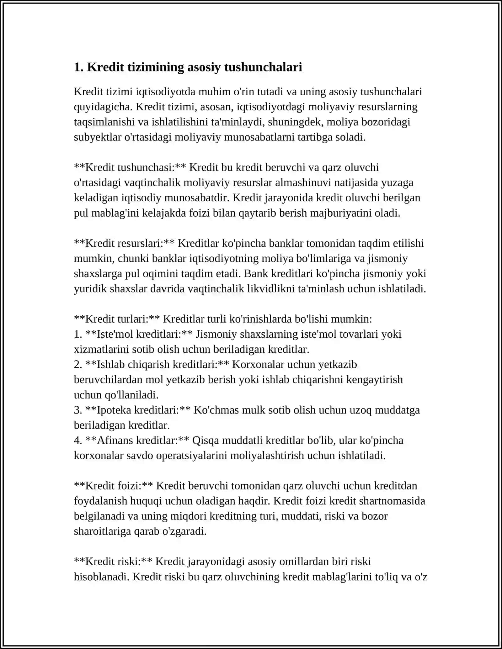 KRIDIT TIZIMINI TARKIBI TUZULISHI VA MUNOSABATLARI 3