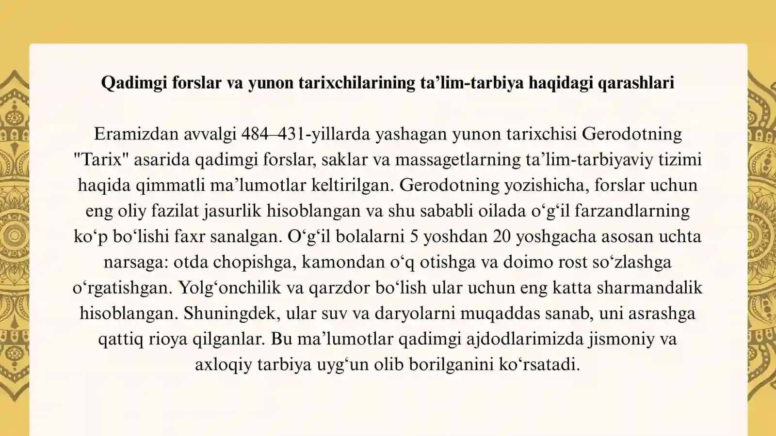 Eng qadimgi ma’rifiy yodgorliklarda ta’lim-tarbiya masalalarining yoritilishi 3