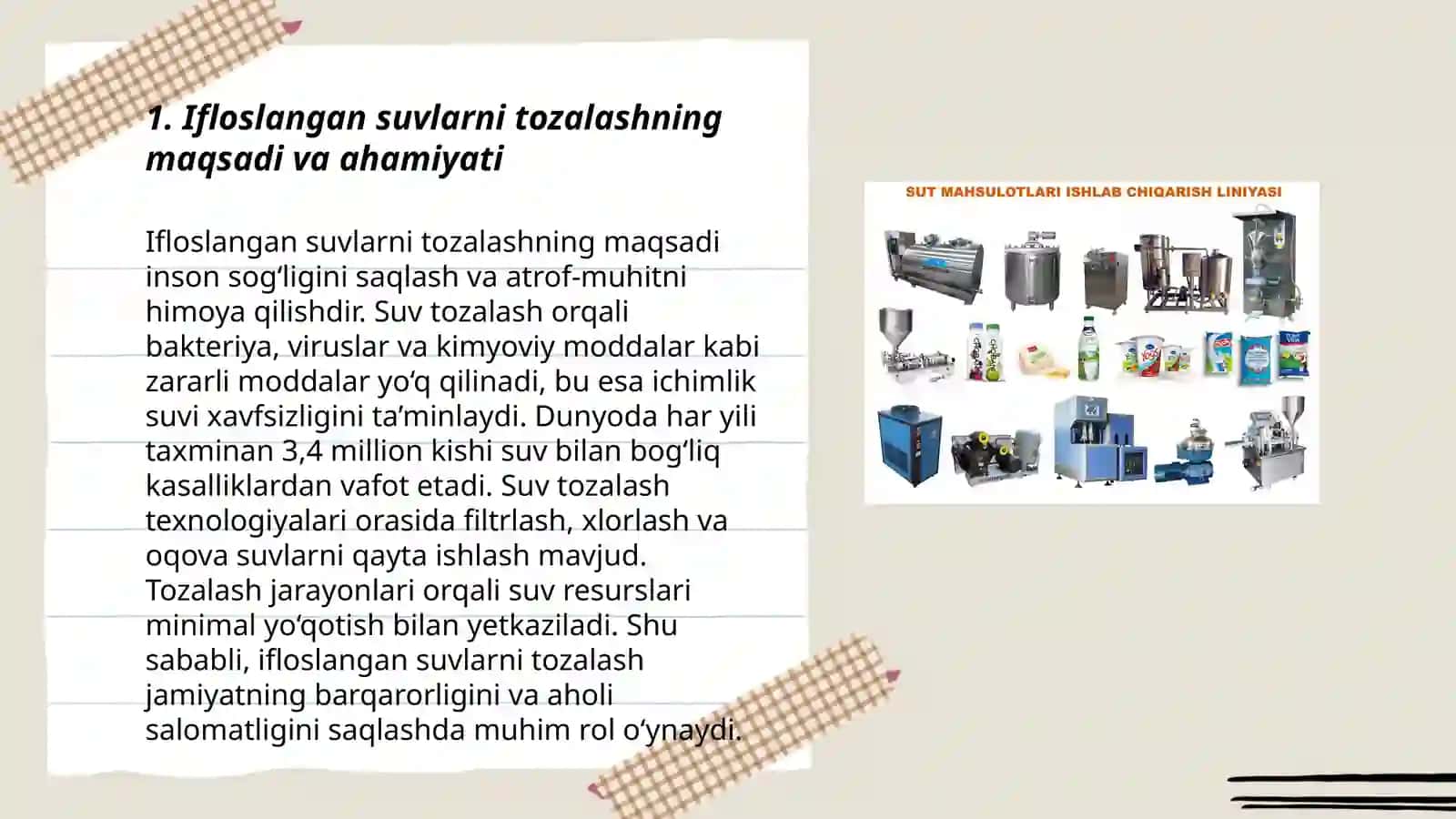 Ifloslangan suvlarni tozalash texnologiyalari,uslublari uskunalari bilan tanishish va oʻrganish 3