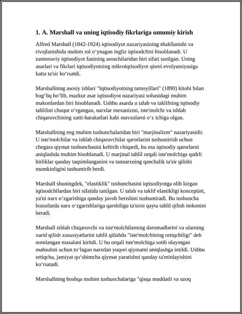A MARSHALNING NARXLAR VA DAROMADLAR NAZARYASI NEOKLASIKMIKRO IQTISODIYOTNING ASOSI 3