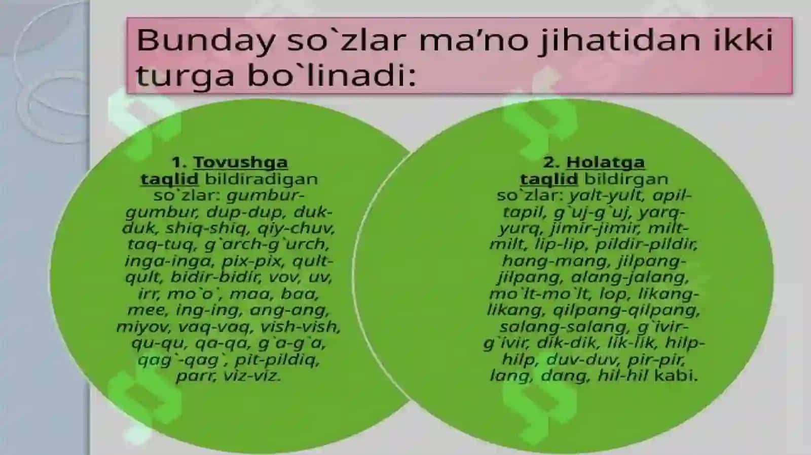 Undov va taqlid so‘zlar 3