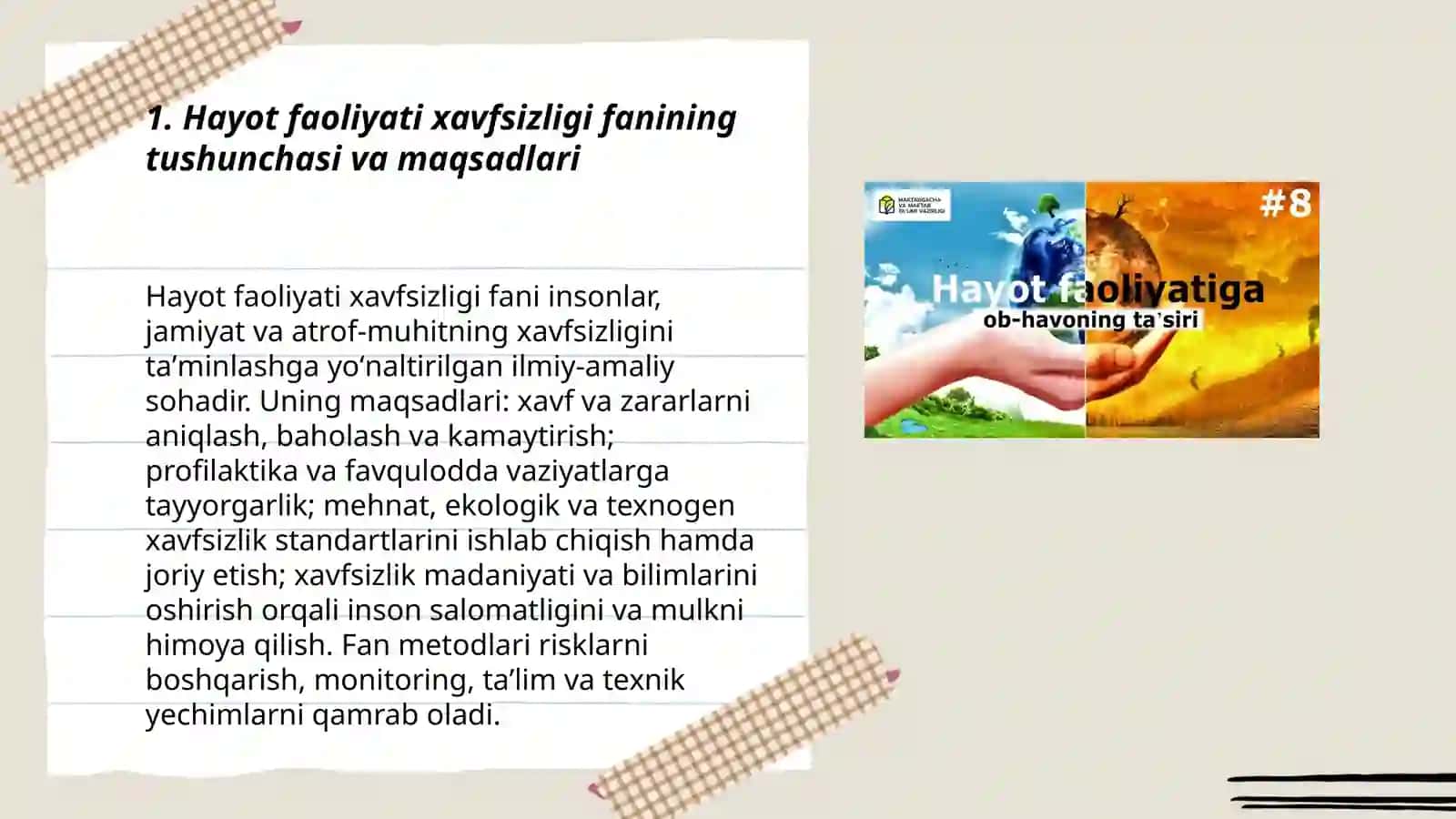 Hayot faoliyati hafszligi fani haqida hayot hafszligini taminlash asoslari 3