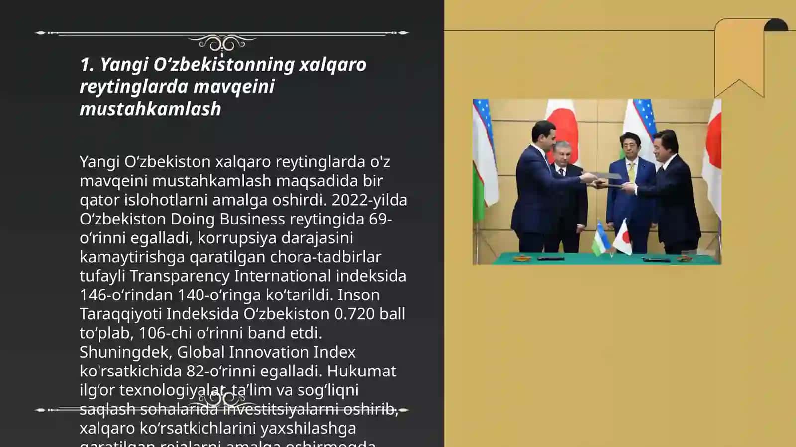 Yangi Oʻzbekistonda ijtimoiy-siyosiy iqtisodiy va madaniy hayotida roʻy berayotgan oʻzgarishlarning xalqaro reytingi va idekslarda aks etishi 3