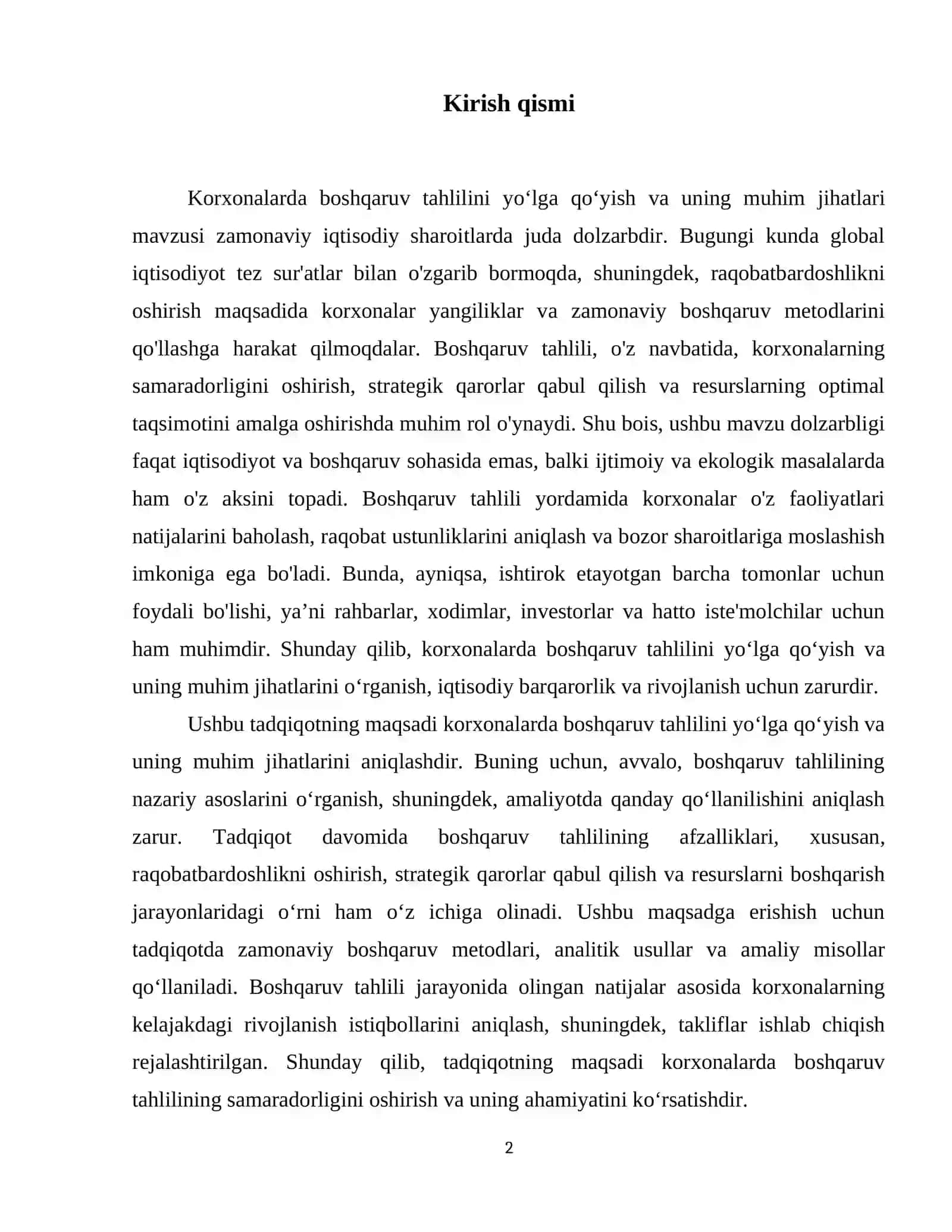 Korxonalarda boshqaruv tahlilini yo‘lga qo‘yish va uning muhim jihatlari 3