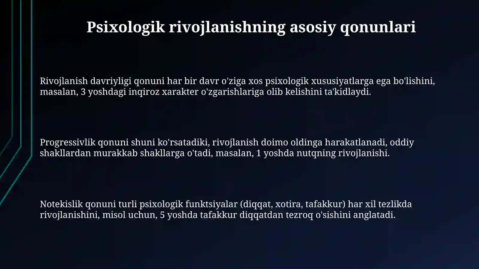 Psixik rivojlanishning asosiy qonuniyatlari 3