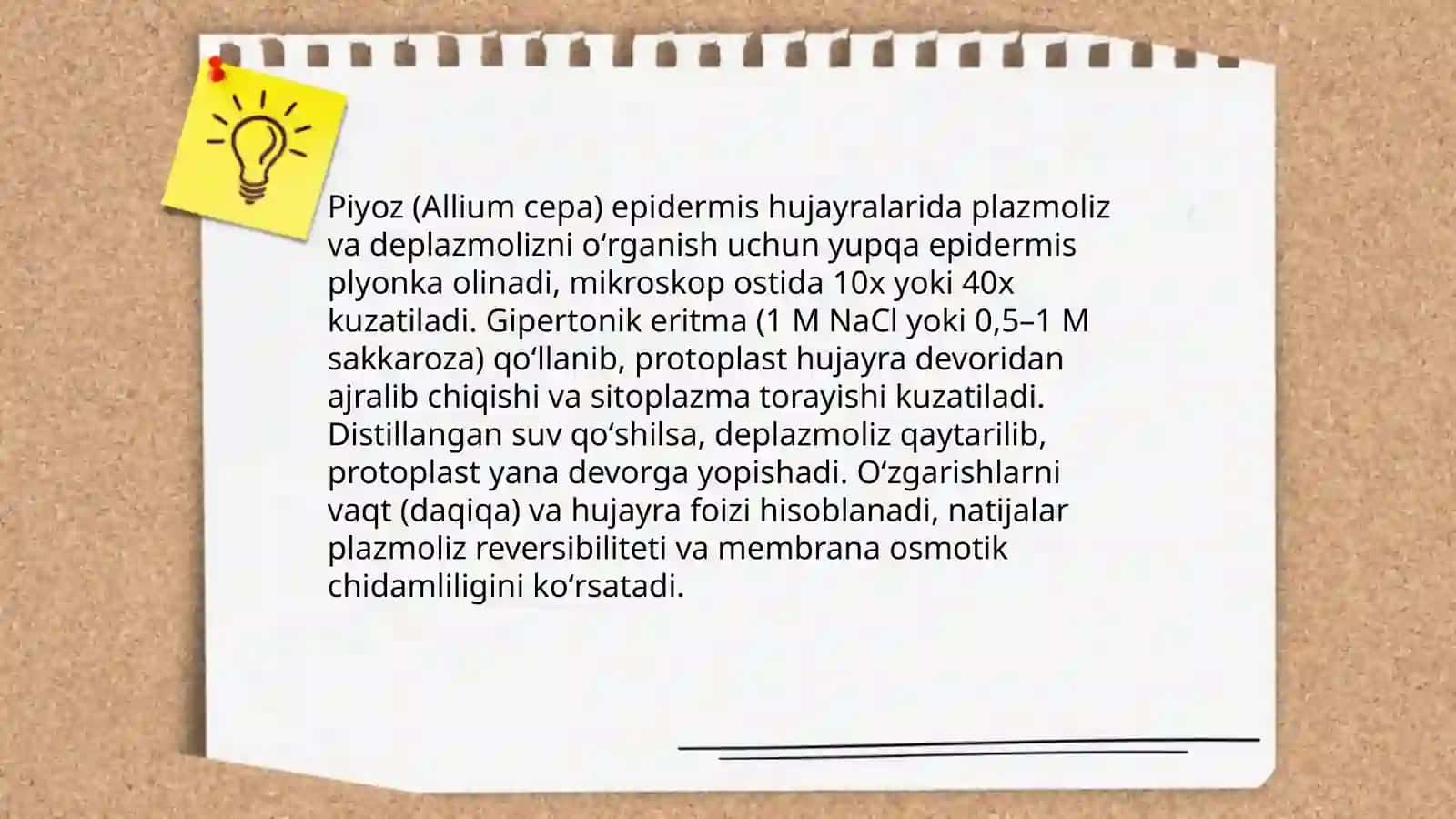 Turli oʻsimlik hujayralarida plazmoliz va deplazmoliz hodisalarini oʻrganish 3
