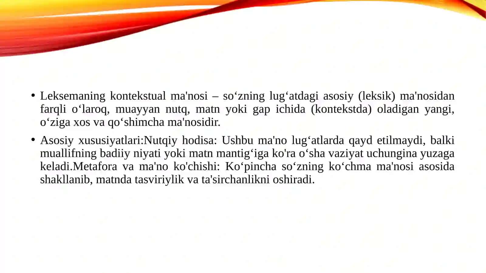 Leksemaning kontekstual ma‘nosi 3