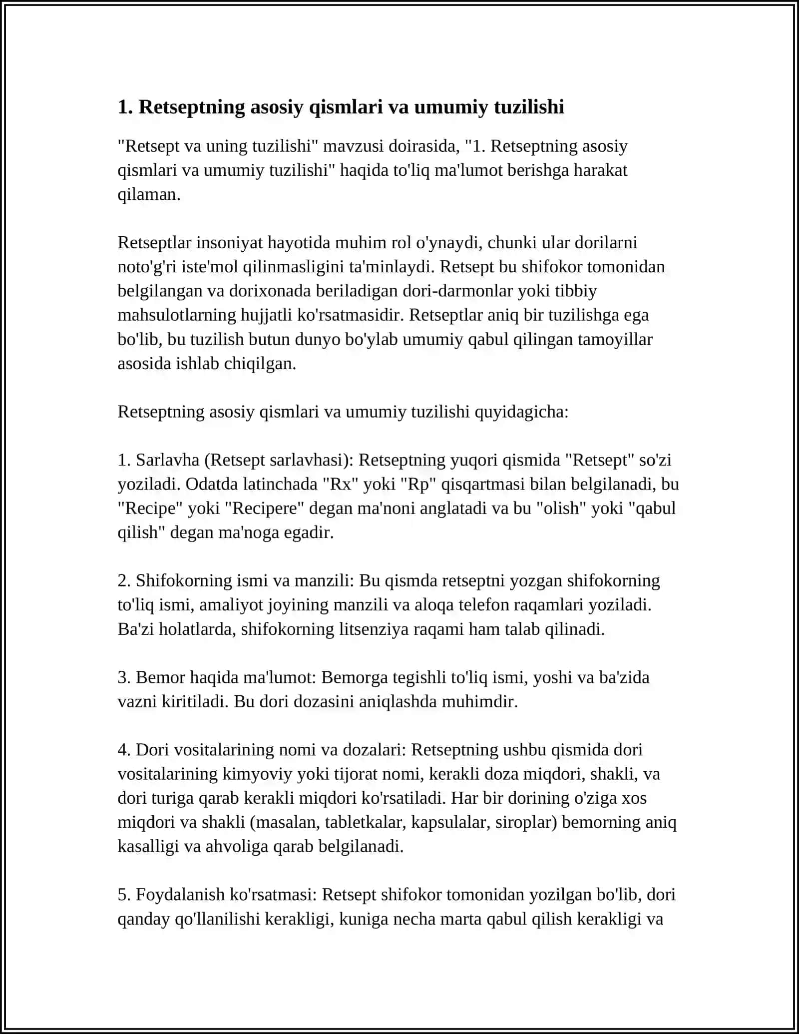 Retsept va uning tuzilishi 3