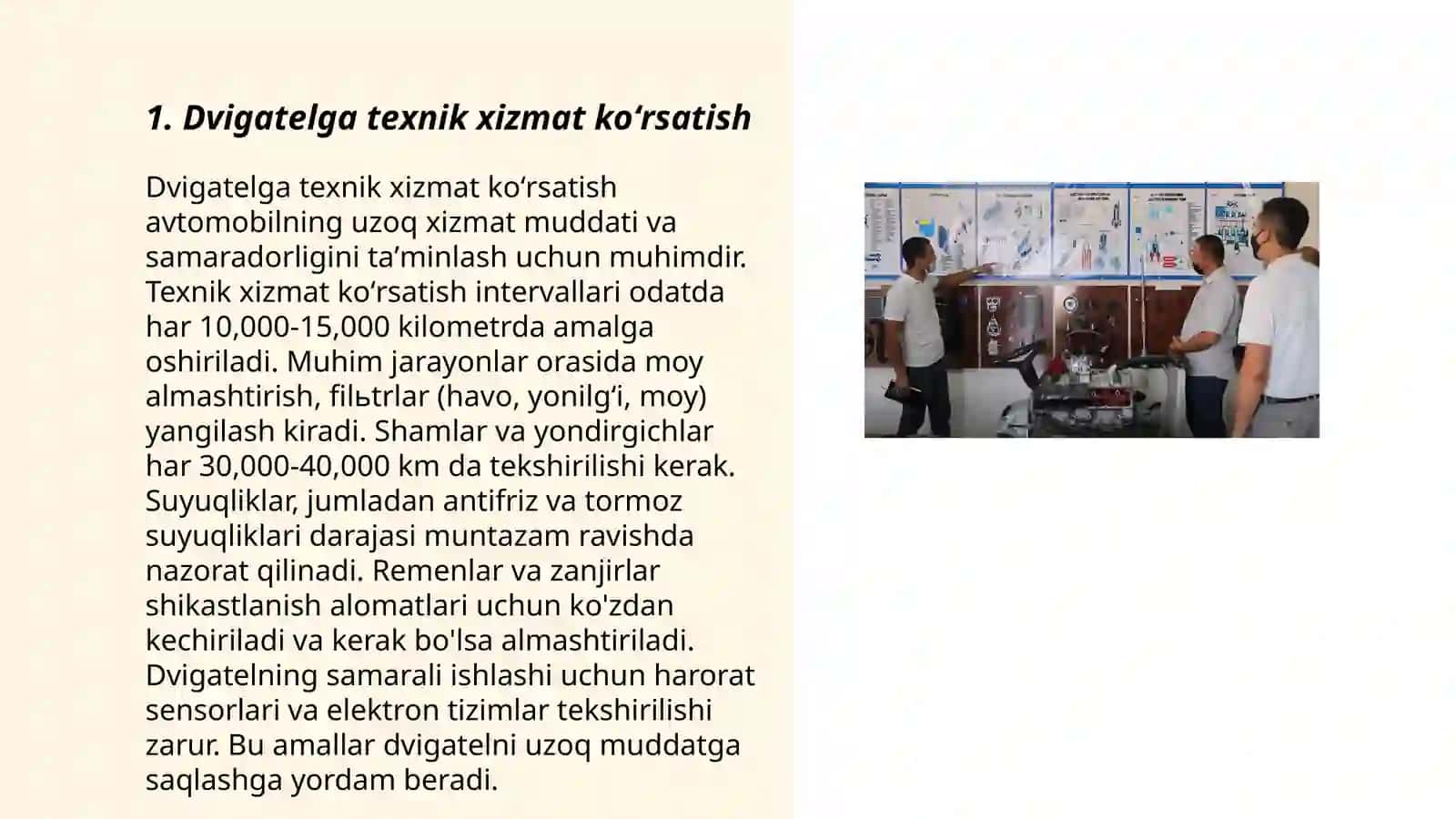 Dvigatelga texnik xizmat koʻrsatish 3