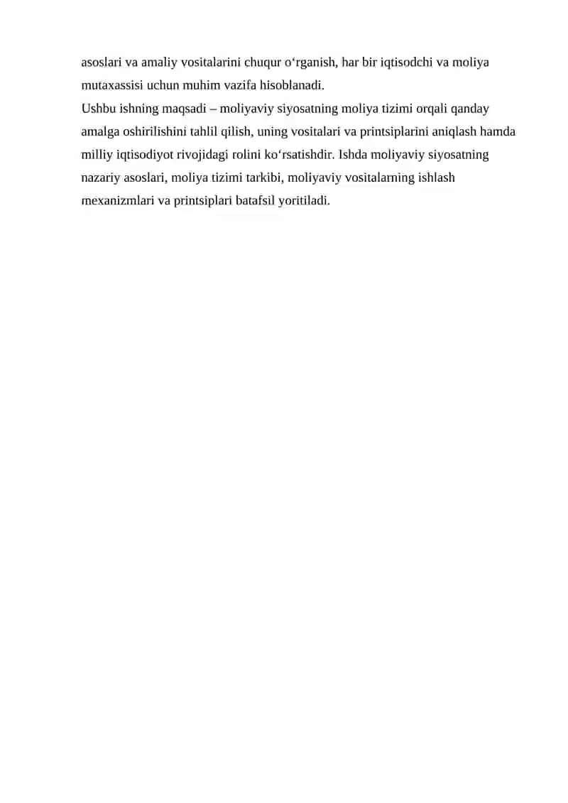 Moliyaviy Siyosatning Moliya Tizimi Orqali Amalga Oshirilishi va Uning Printsiplari 3