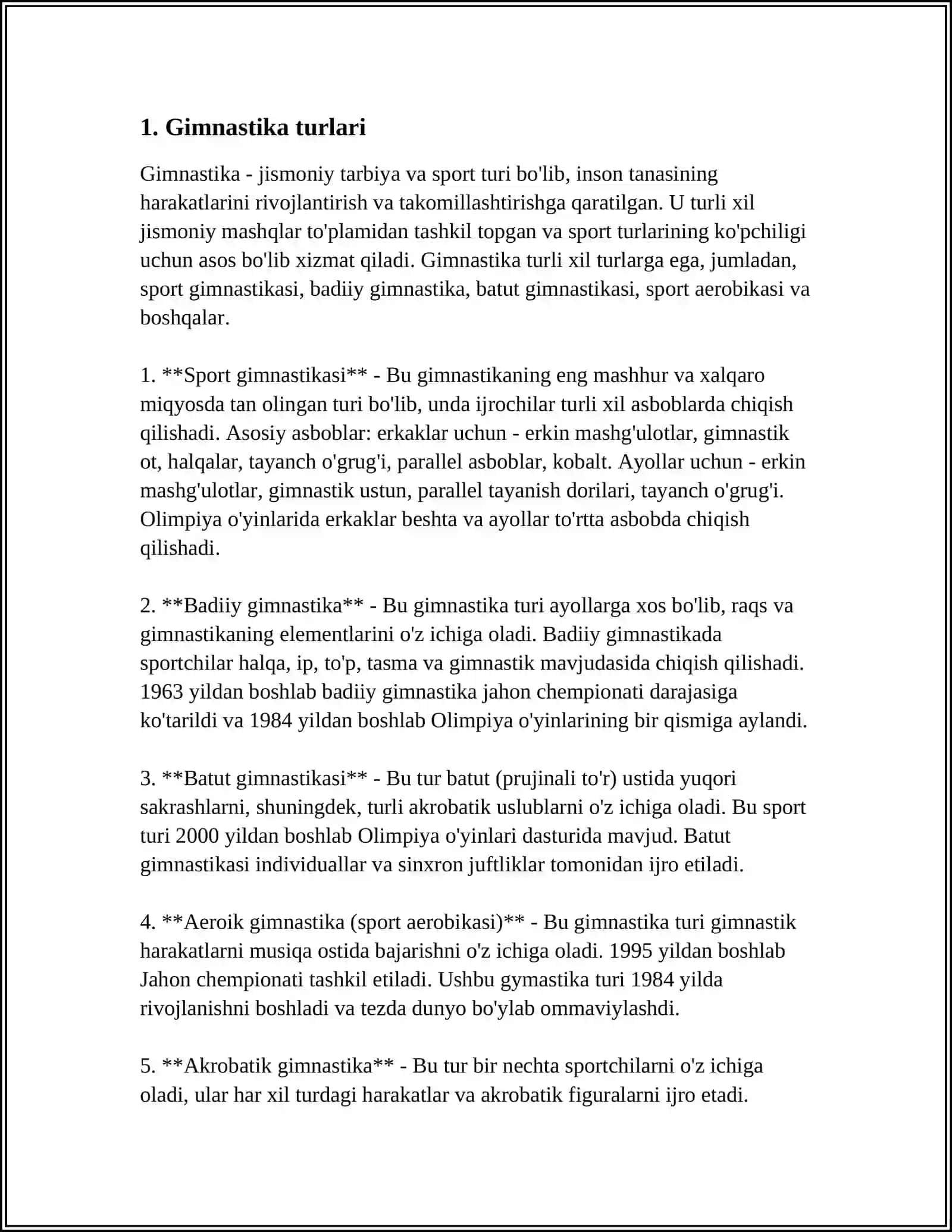 GIMNASTIKA VA UNING O'QITISH METODIKASI. MUSOBAQANI TASHKIL ETISH VA MUSOBAQA QOIDALARI 3