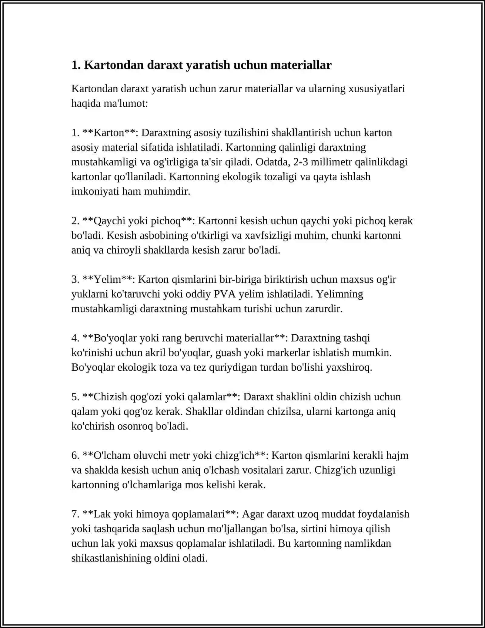 KARTONDAN "OLMALI DARAXT" KOʻRGAZMALI QUROLINI TAYYORLASH 3
