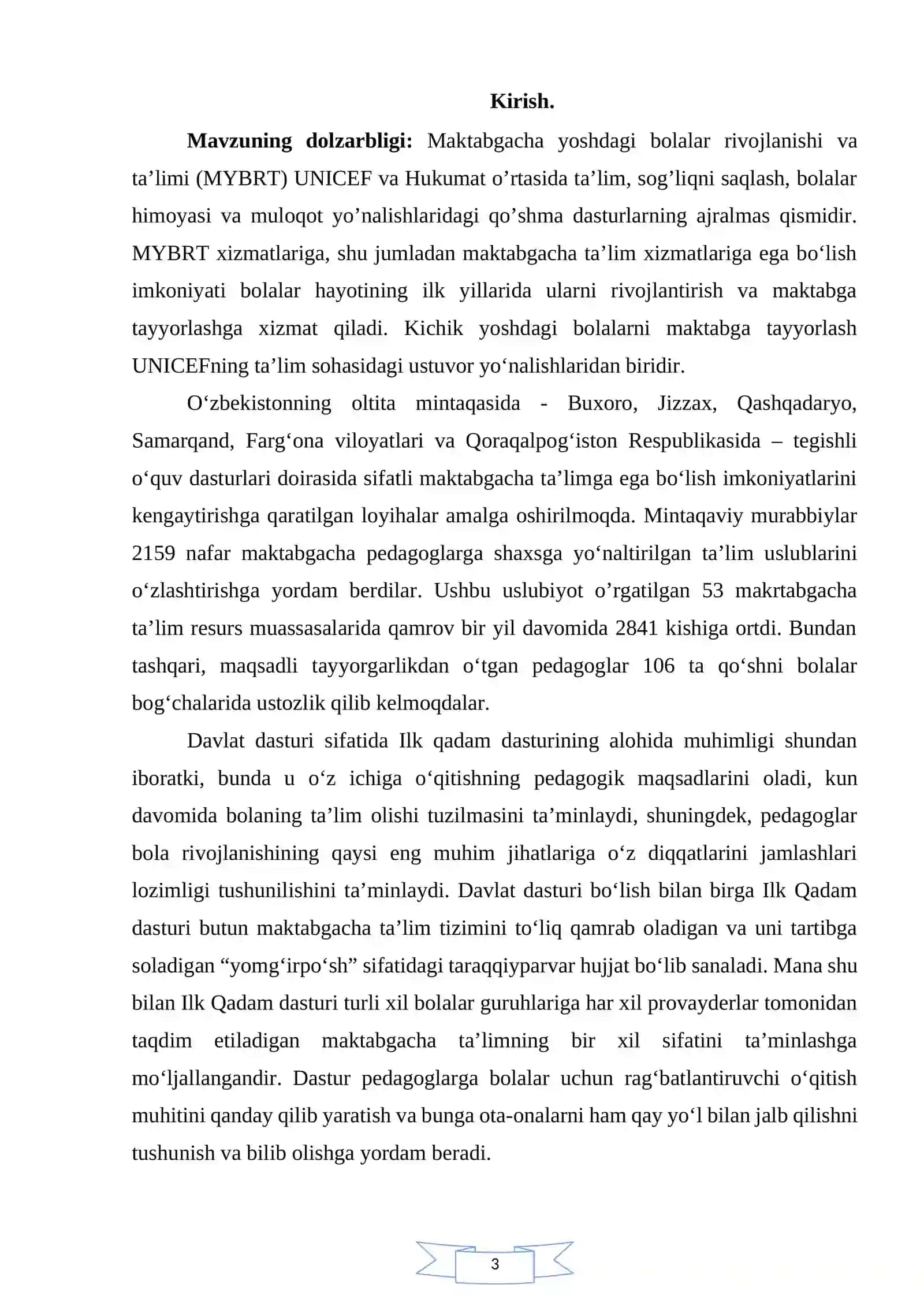 Ilk qadam o’quv dasturi asosida faoliyat markazlarida maktabgacha yoshdagi bolalarning sezish qobiliyatlarini rivojlantirishni tashkil qilish 3