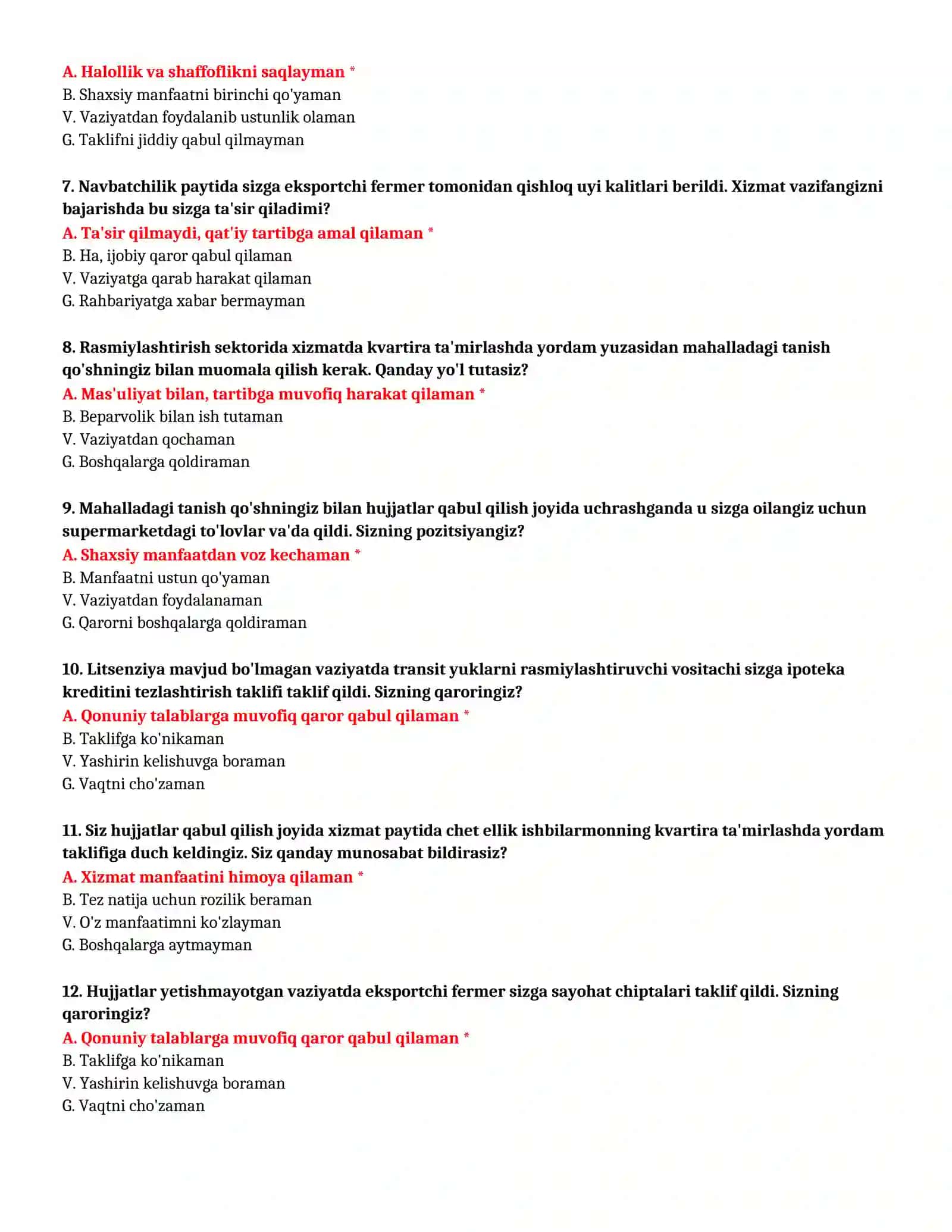 BOJXONA AKADEMIYASI - TO'LIQ TEST TO'PLAMI (№ 100) 3
