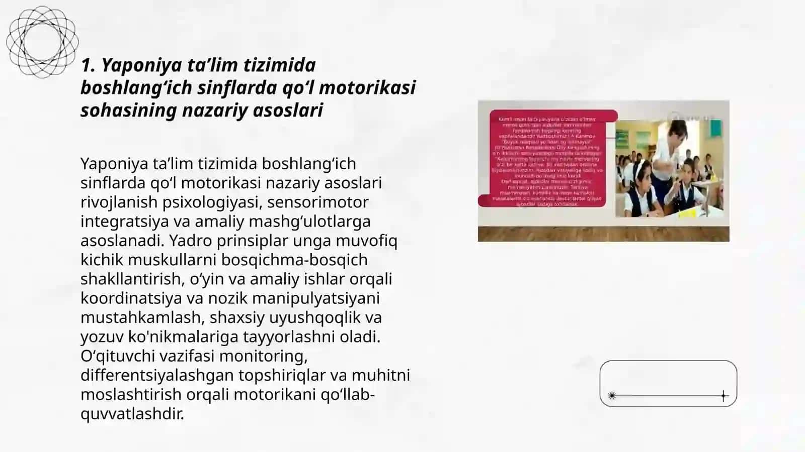 Yaponiya taʼlim tizimidagi qoʻl motorikasini Boshlangʻich sinflarda samaradorligi 3