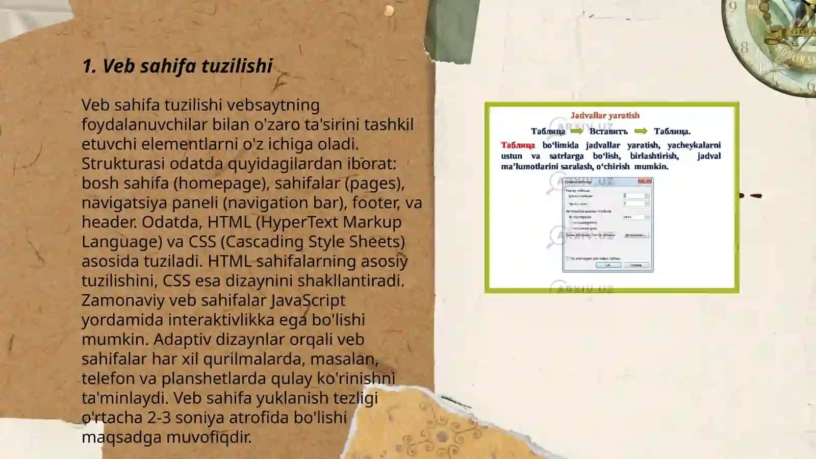 Web sahifaning tuzilishi va yaratish imkoniyatlari,asosiy tushunchalari 3