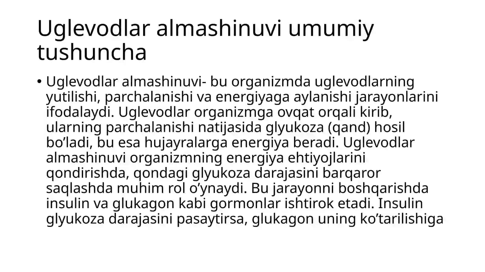 uglevodlar almashinuvi boshqarilishi buzilishi 3