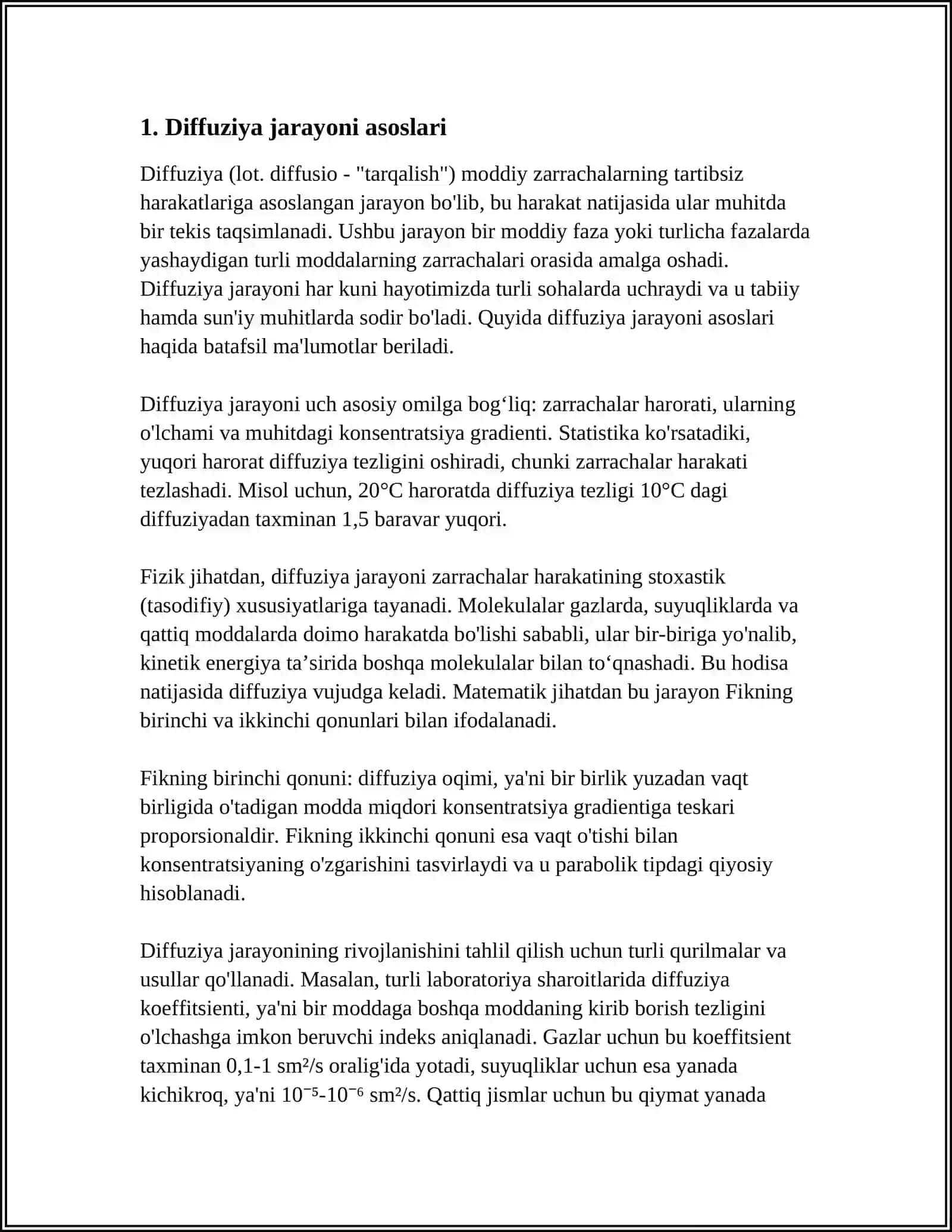 DIFFUZIYA,ISSIQLIK ÓTKAZUVCHANLIK VA QOVUSHQOQLIK, FAZOVIY ÒTISHLAR 3