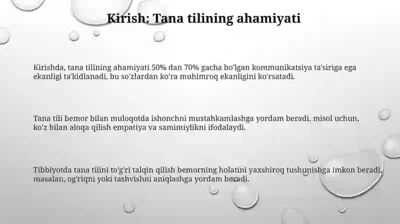 Bemor bilan muloqotda tana tilidan foydalanishning assisment tahlili 3