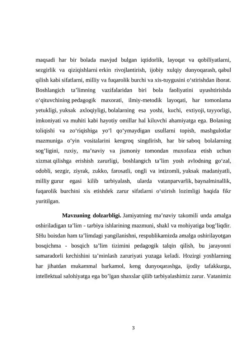 Kichik maktab yoshidagi bolalarni tarbiyalashda o'zbek xalq oyinlarining ahamiyati. 3