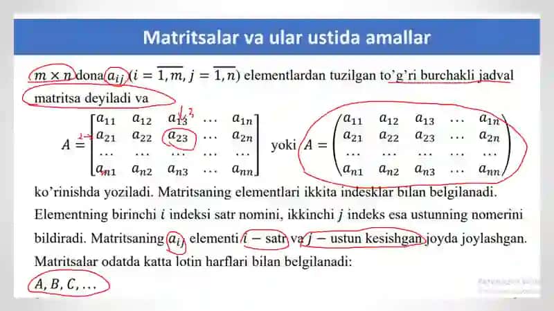 Matritsalarning ustida amallar bajarish mavzusini o'qitish metodikasi 3