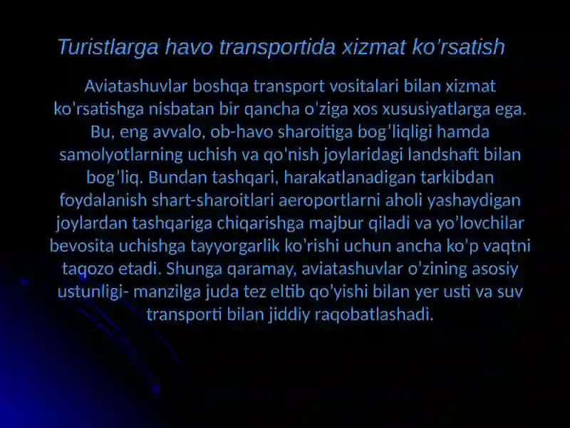 Turizmda  transport xizmatlari ko'rsatishda xalqaro kelishuvlar 3