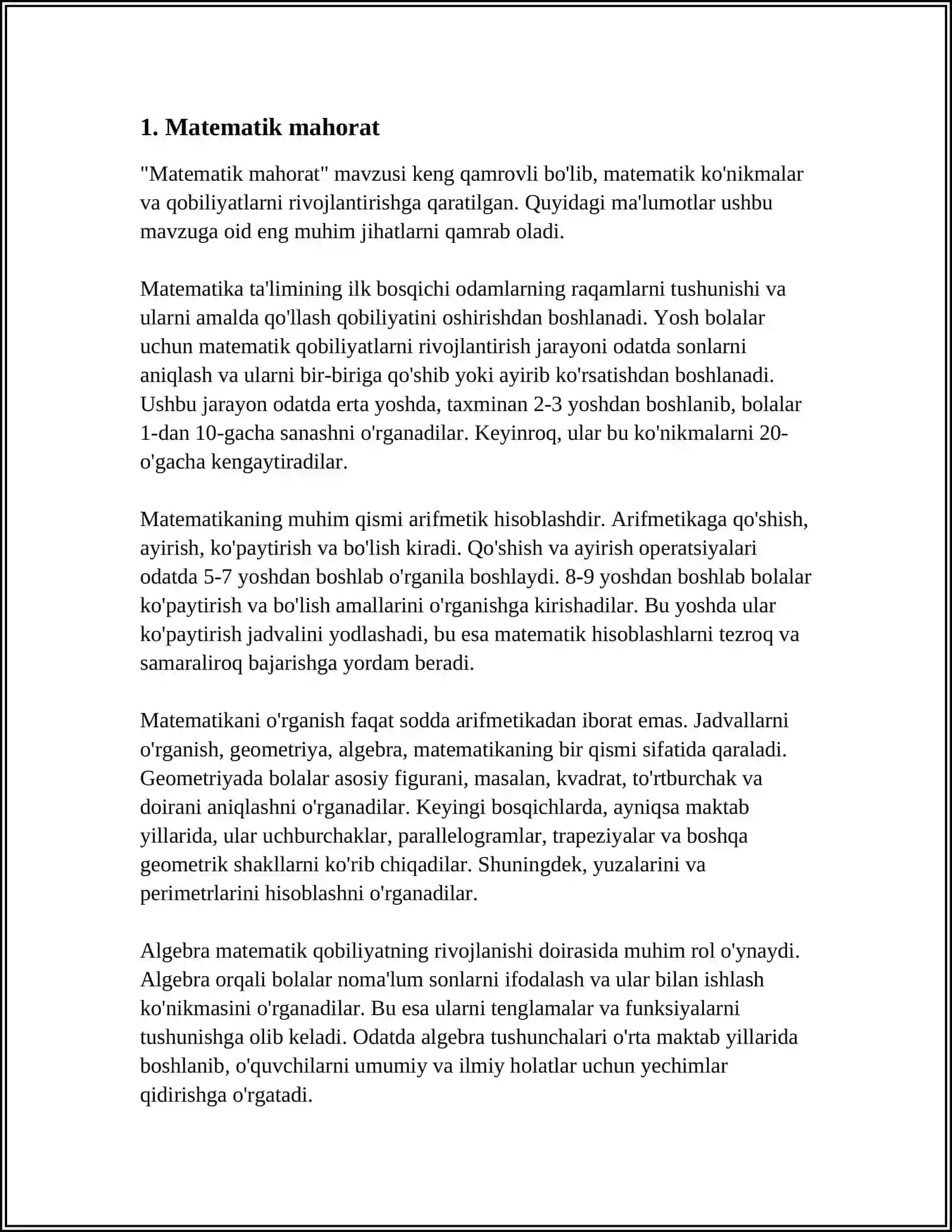 MUSTAQIL ISH Mavzu: MAHORAT DARSLARI 3