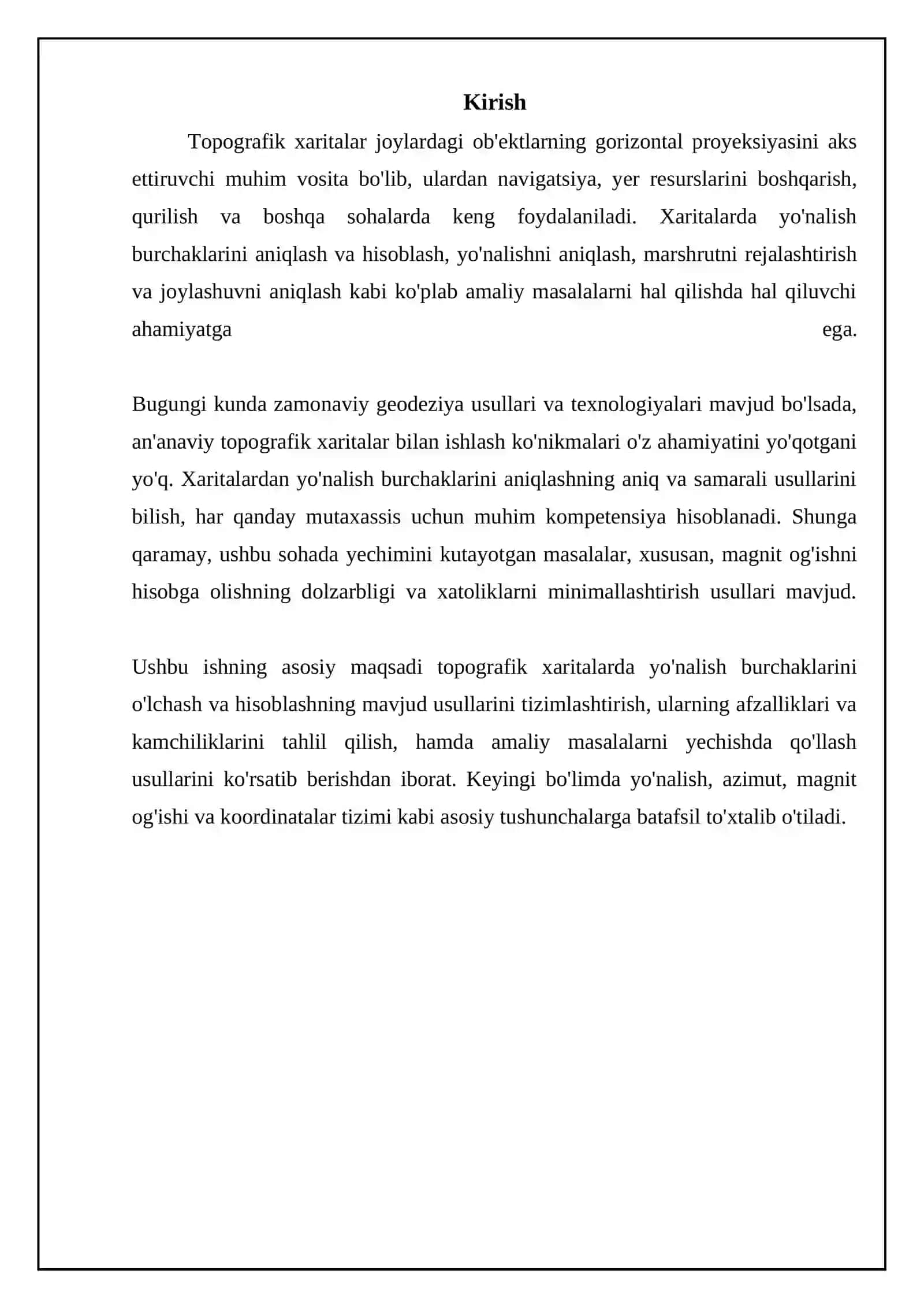 Topografik kartada orientirlash burchaklarini o’lchash va hisoblash usullari 3