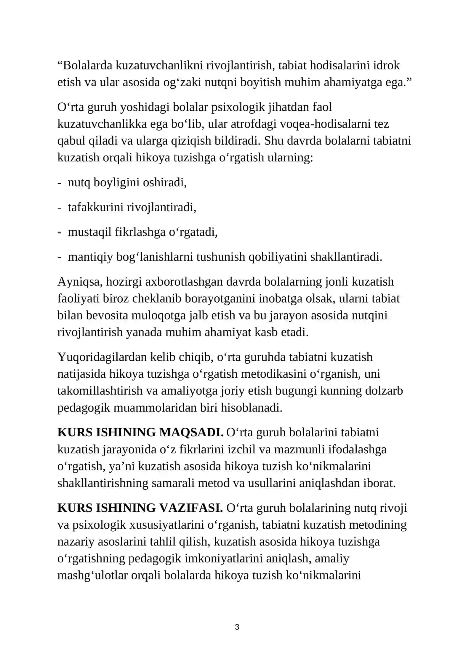 O'rta guruhda tabiatni kuzatish natijasida hikoya tuzishga o'rgatish 3