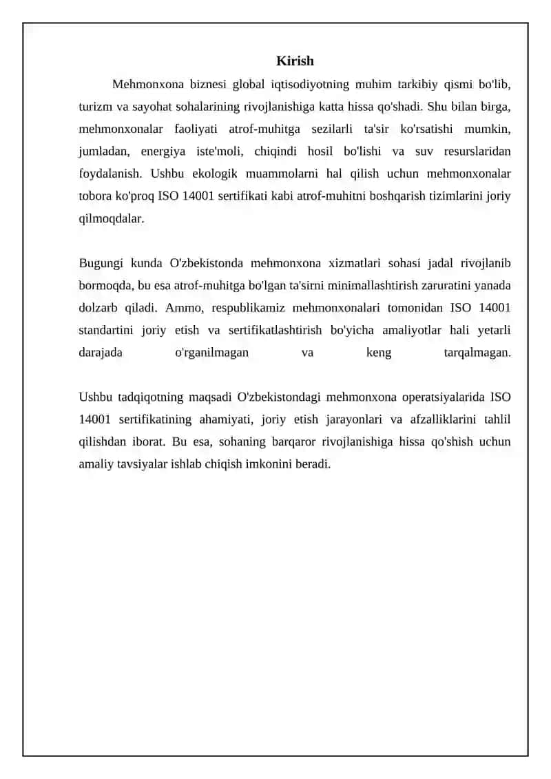 ISO 14001 va mehmonxona operatsiyalari 3