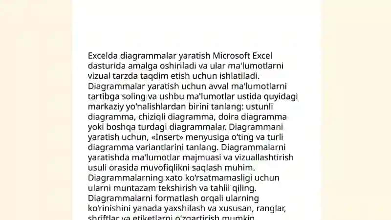 Excelda maʼlumotlarni grafik va diagrammalar oorqali taqdim qilish 3