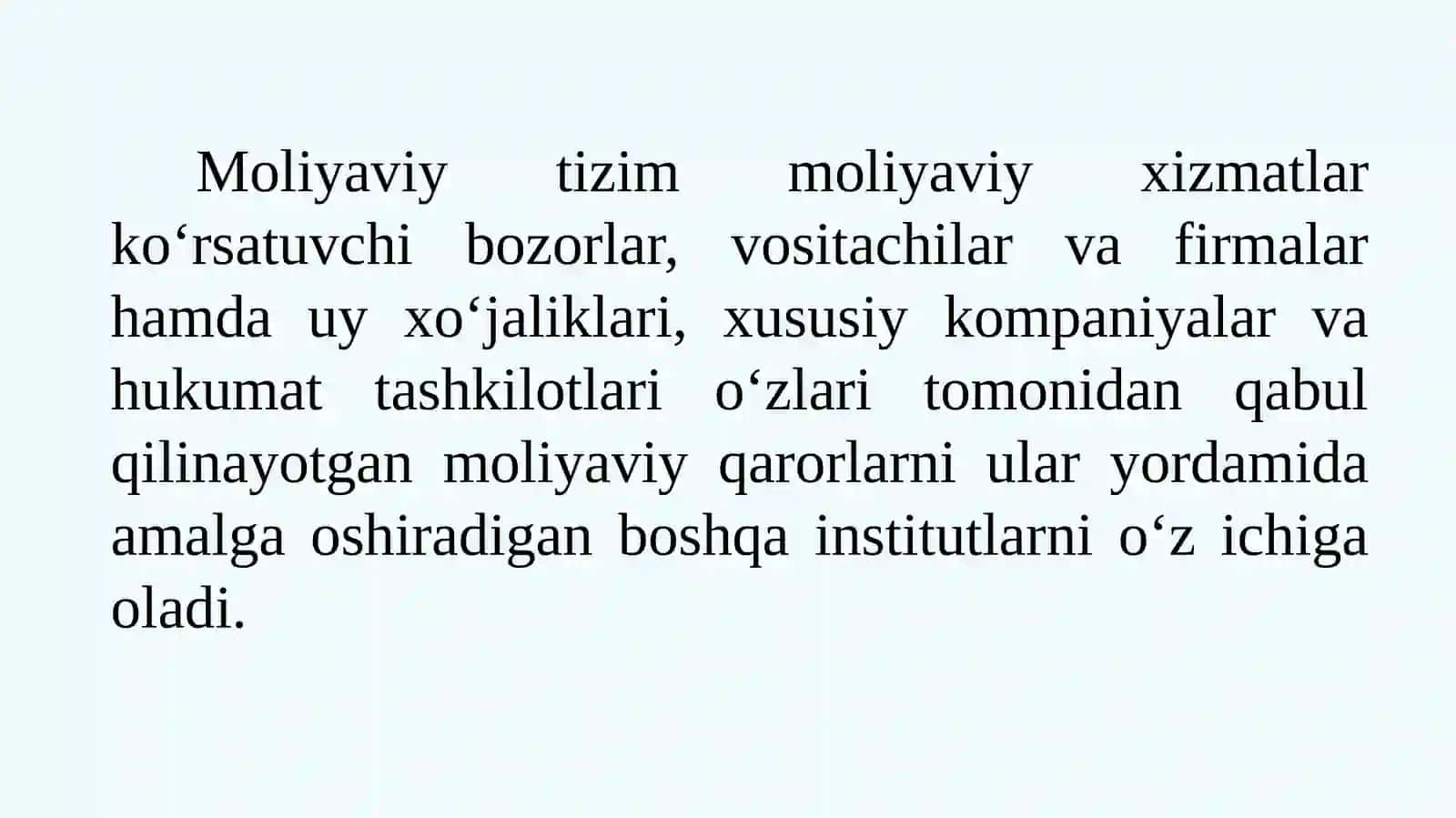 Moliyaviy oqimlar , Moliyaviy tizim: ta’rifi, mazmun-mohiyati 3
