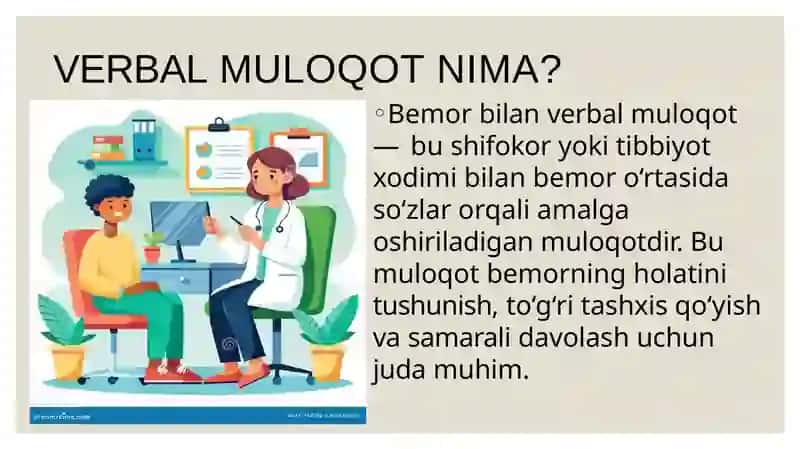 Bemor bilan verbal muloqot ko'nikmalari 3