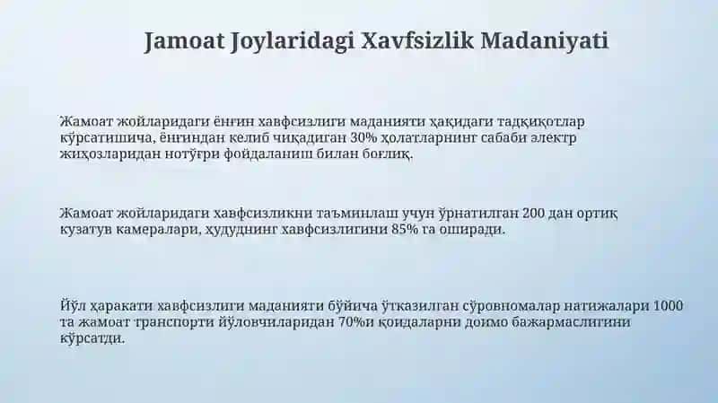 Hayot faoliyati xavfsizligining ma'daniyatini umumiy tavsifi 3