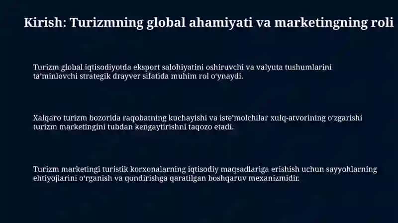 Xorijiy turistlar oqimini oshirishda marketingrejalashtirish 3