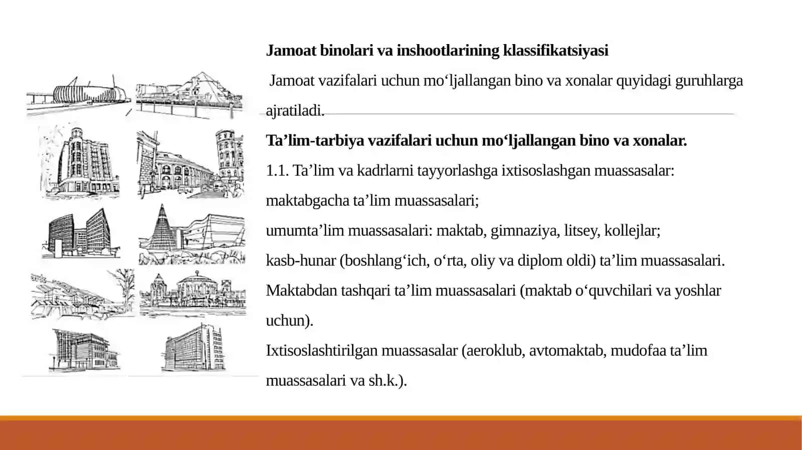Jamoat binolarini va inshootlarning asosiy funksional tipologik guruhlari 3