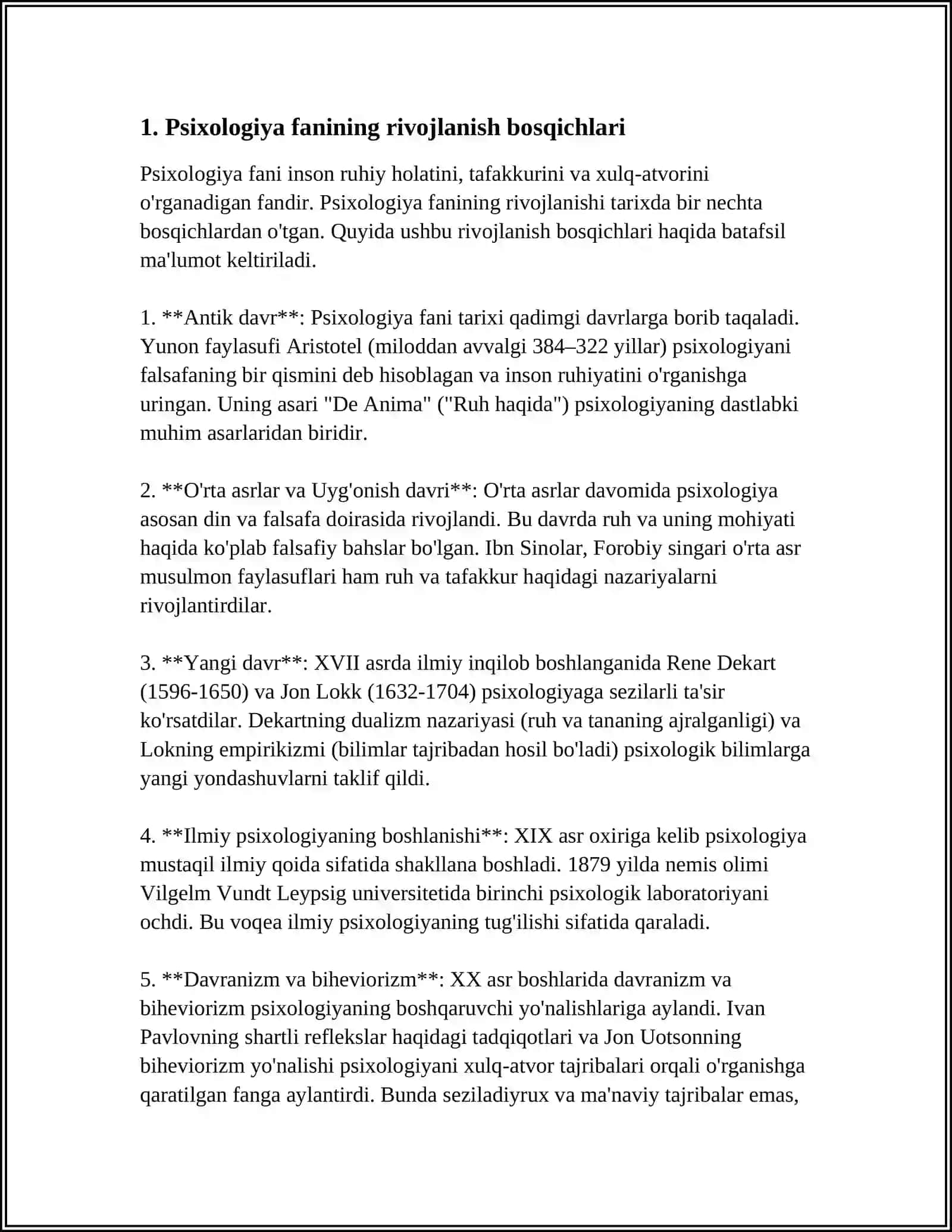 HOZIRGI ZAMON PISIXALOGIYASINING TADQIQOT MODELLARI. PISIXIKANING FILOGENETIK TARAQQIYOTI 3