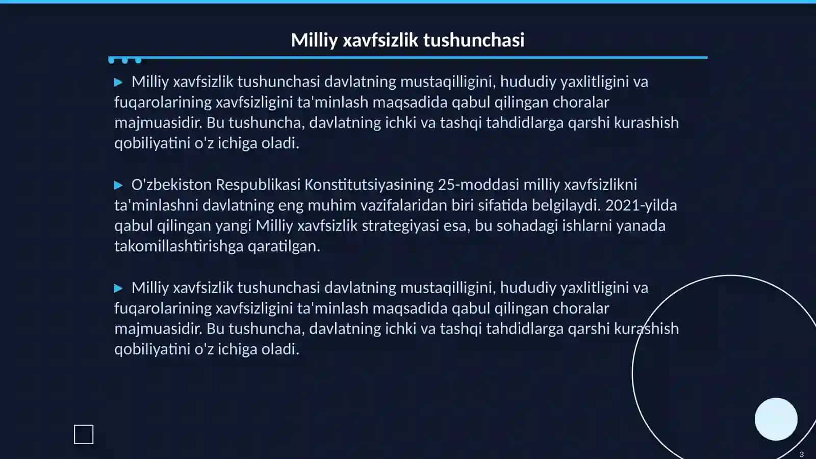 Milliy xavfsizlikni ta'minlash borasida amalga oshirilayotgan ishlar 3