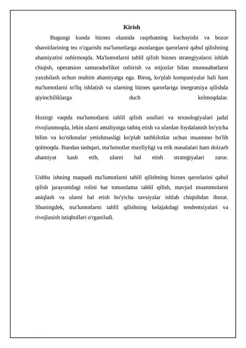 Biznesda qaror qabul qilish jarayonida ma’lumotlar tahlilining roli 3