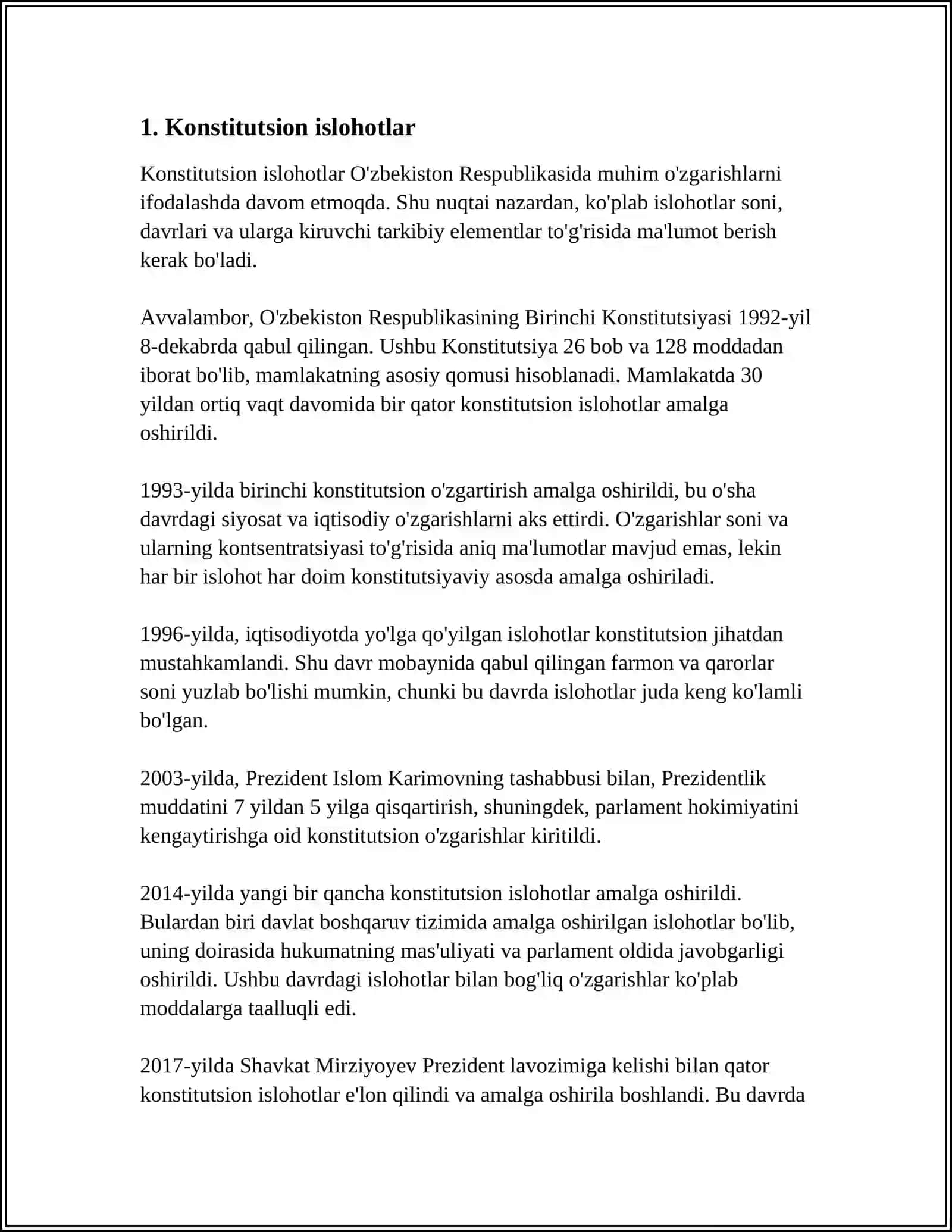 MUSTAQILLIK YILLARIDA DAVLAT BOSHQARUVI TIZIMIDA AMALGA OSHIRILGAN ISLOHOTLAR 3