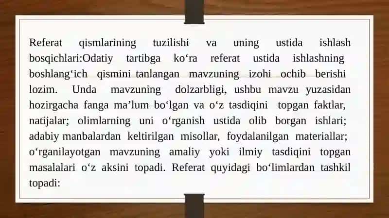 Referat matni, uning tuzilishi va ifoda materialining xususiyatlari 3