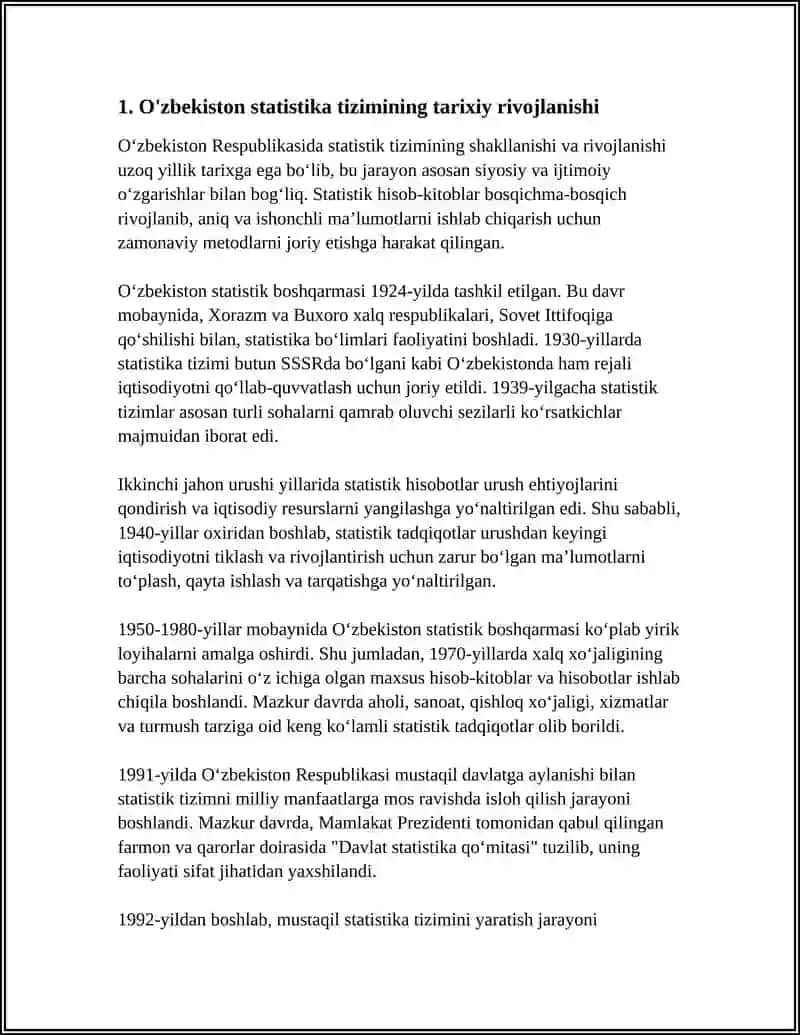 O'ZBEKISTON RESPUBLIKASI STATISTIKA TIZIMINING SHAKLLANISHI VA RIVOJLANISHI 3