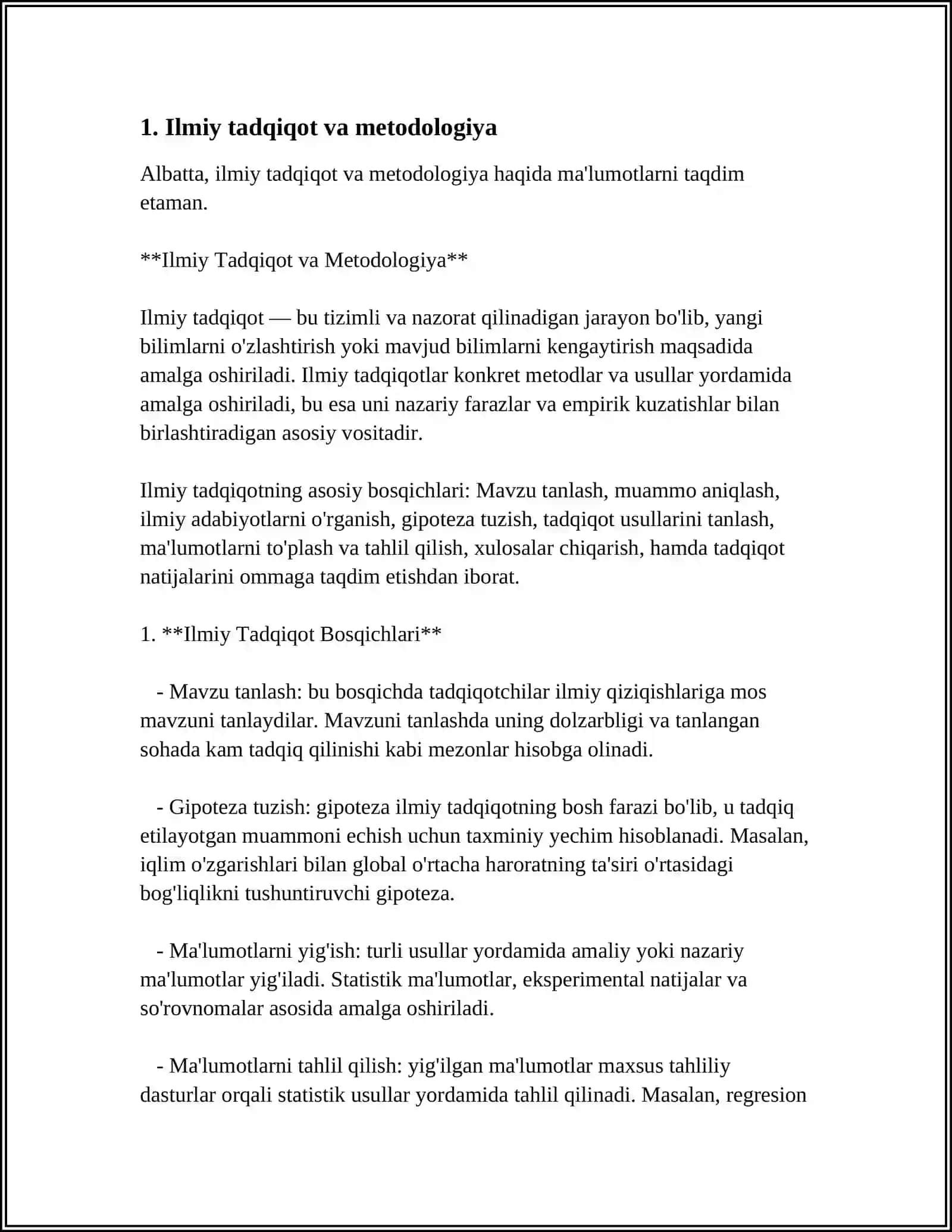 MUSTAQIL ISH Mavzu: METODOLOGIYANI TADQIQ ETISH MANBALARI 3