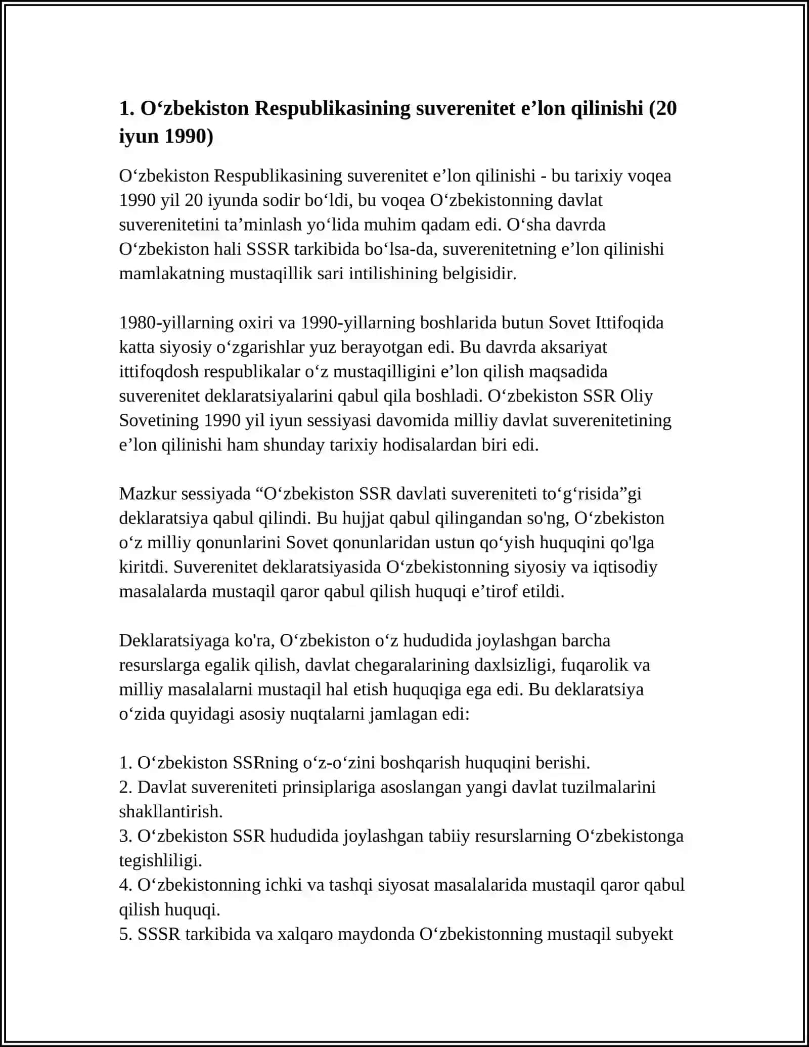 OʻZBEKISTON RESPUBLIKASINING TASHKIL TOPISHI VA TARIXIY AHAMIYATI 3