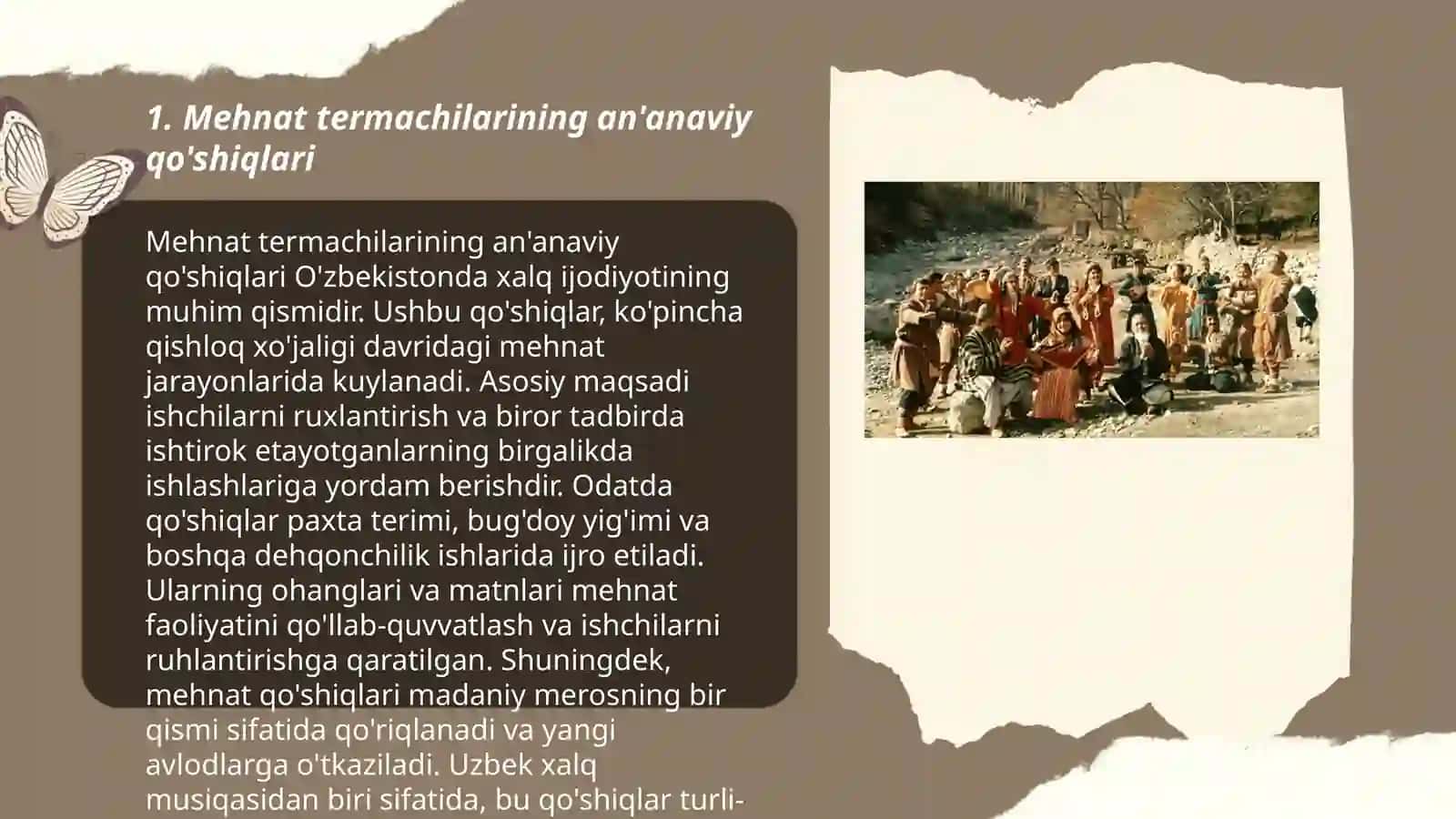 Qo'shiqlar, mehnat qo'shiqlari, termalar 3