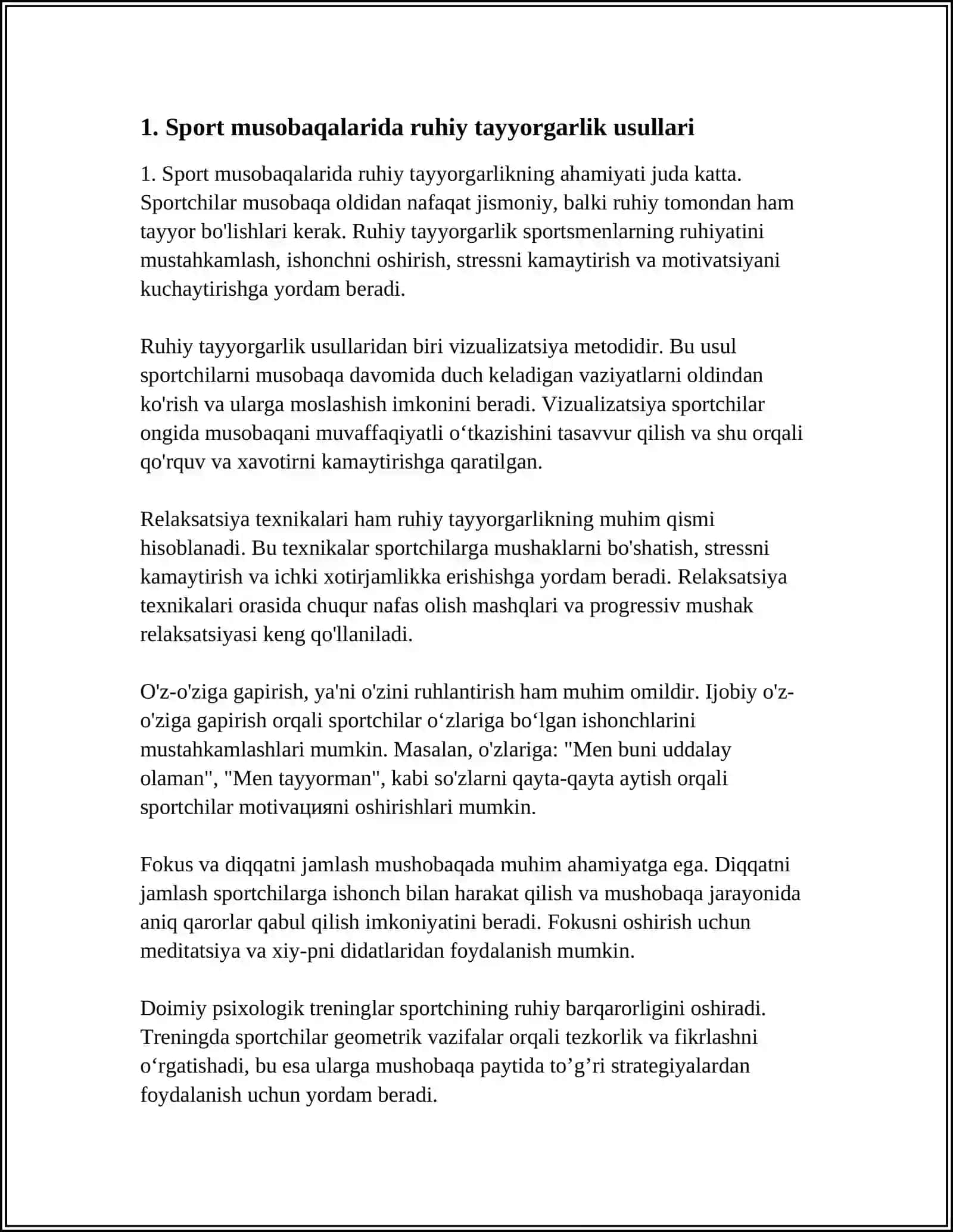 SPORT MUSOBAQALARI PISIXALOGYASI 3