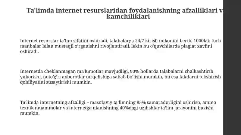 Ta'limda internet tarmogʻi resurslaridan foydalanish 3