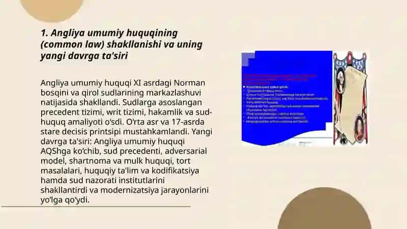 Yangi davr huquqining shakllanishi va rivojlanishi AQSH Angliya huquqi 3